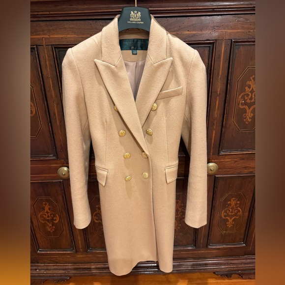 Holland Cooper Knightsbridge Jacket Chic Tan Double-Breasted Women's Coat - Picture 5 of 5